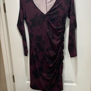Bodycon purple and black floral dress